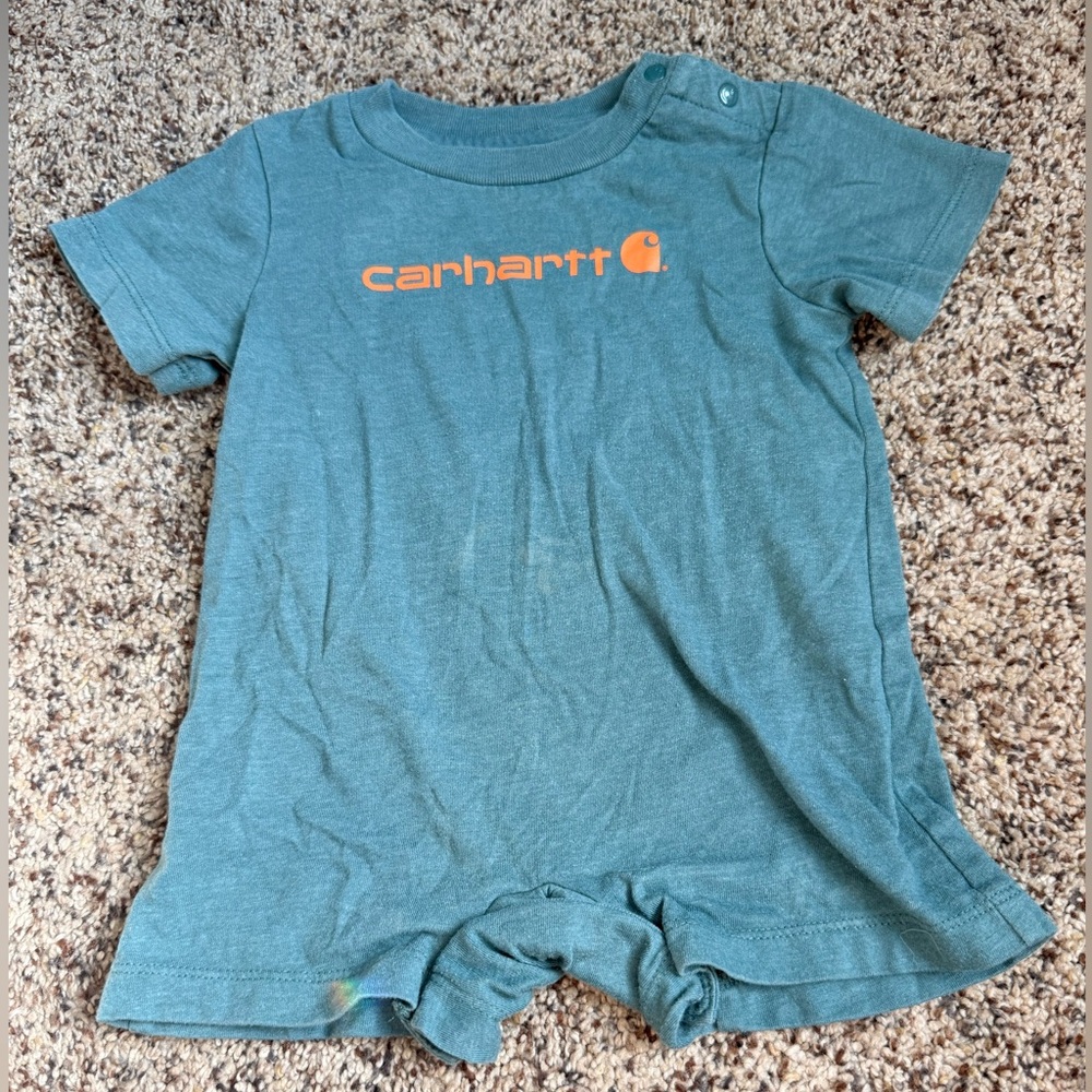 Carhartt Baby Teal Short Sleeve Romper 9 Months
